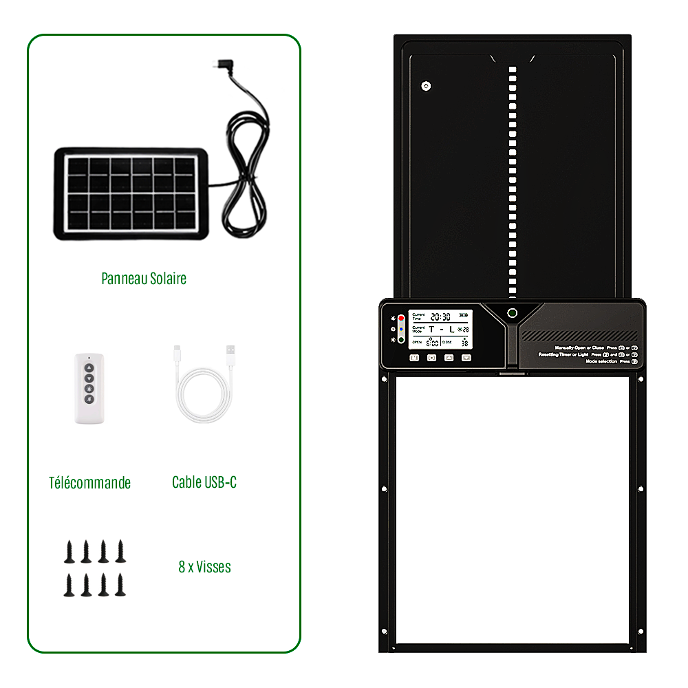 Porte poulailler automatique solaire